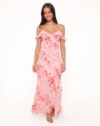 Petal & Pup - Alexia Off Shoulder Maxi Dress - Pink Floral