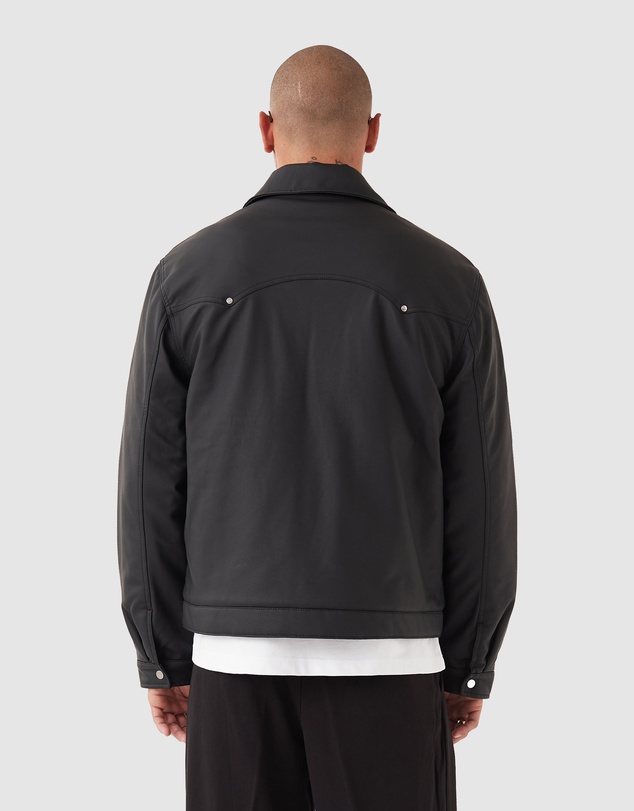Zanerobe - Faux Leather Aviator Jacket Black