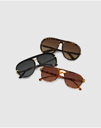 Belle & Bloom - Undercurrent Oversized Aviator Sunglasses - Mosaic Tort