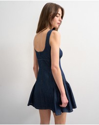 TOPSHOP - Eva Denim Peplum Hem Mini Dress