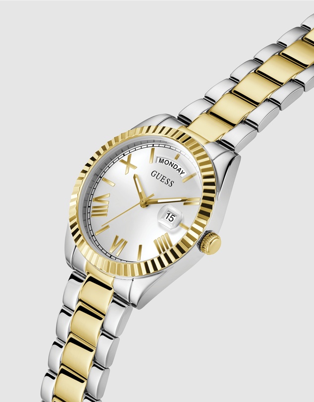 GUESS - Two-Tone Day/Date 36mm White Dial Women's Watch
