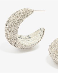 Lovisa - Silver Diamante Thick Hoop Earrings