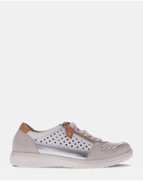 Mia Vita - Baxley Zip Casual Sneaker - White/Apricot