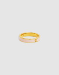By Charlotte - Born to Bloom Enamel Ring - Rose Quartz