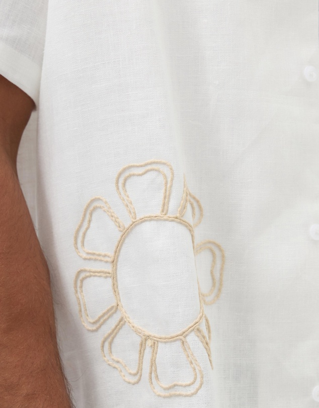 AERE - Embroidery Detail Linen Shirt