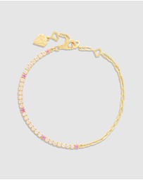 Wanderlust + Co - Pave 14K Gold Vermeil Blush Mini Tennis Chain Bracelet
