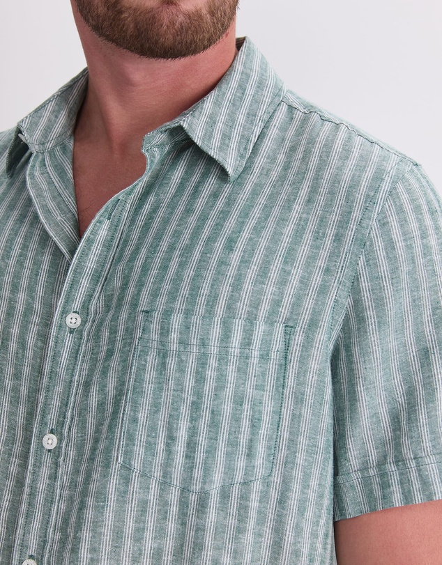 Sportscraft - Linen Short Sleeve Stripe Shirt