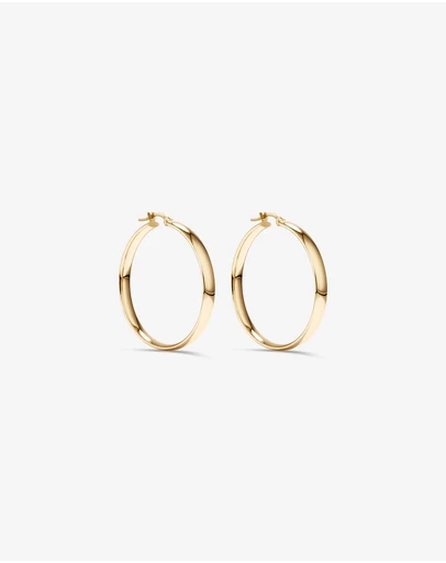Michael Hill - 30mm Rounded Flat Hoop Earrings in 10kt Yellow Gold
