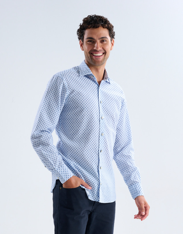 3 Wise Men - 3 Wise Men Cavell Linen Print Shirt
