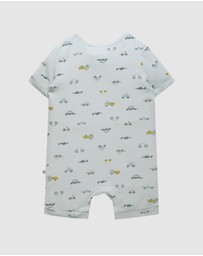 Kynd Baby - Day Or Night Onesie Short Sleeve in Blue Haze Cars