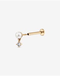 Michael Hill - Cultured Freshwater Pearl & White Sapphire Single Helix Earring in 10kt Gold