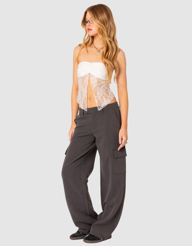 EDIKTED - Twilight Sheer Lace split front top