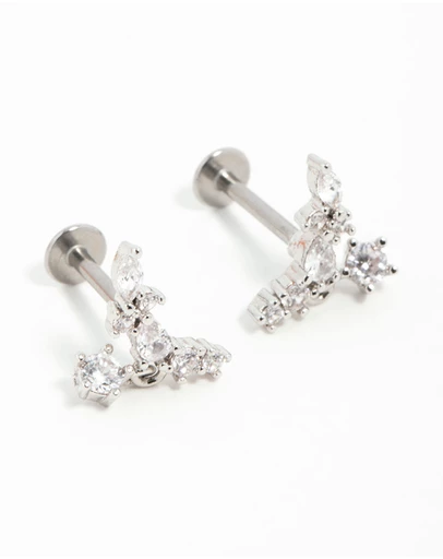 Lovisa - Surgical Steel Cubic Zirconia Marquise Flat Back Earrings