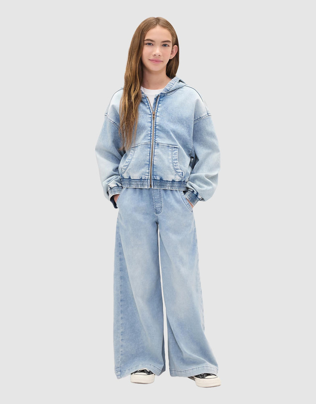 GAP - Knit Denim Zip Hoodie - Kids-Teens
