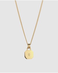 Kuzzoi - ICONIC EXCLUSIVE - Necklace Male Geometric Red Enamel 925 Sterling Silver Gold Plated