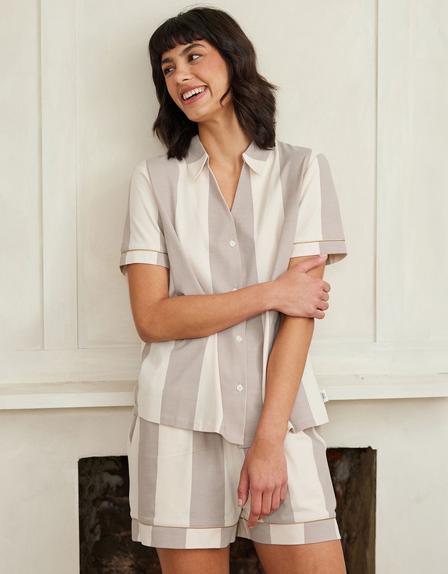 Chelsea Peers - Organic Cotton Stripe Short Pyjama Set