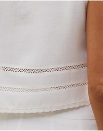 Atmos&Here - Linen Blend Lace Trim Top
