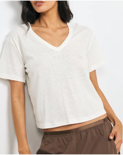 AERE - Linen Blend V-Neck T-Shirt