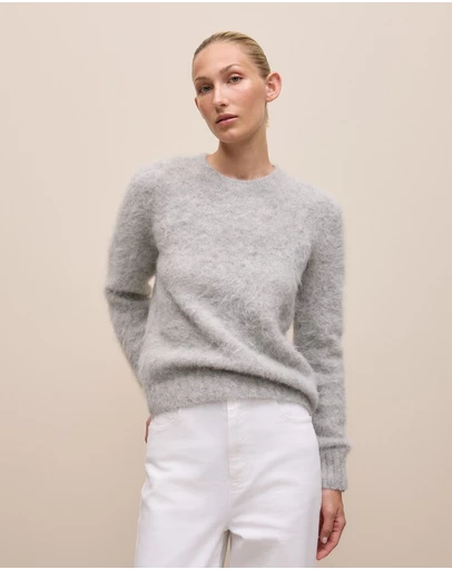 Trenery - Brushed Alpaca Pullover in Light Grey Melange