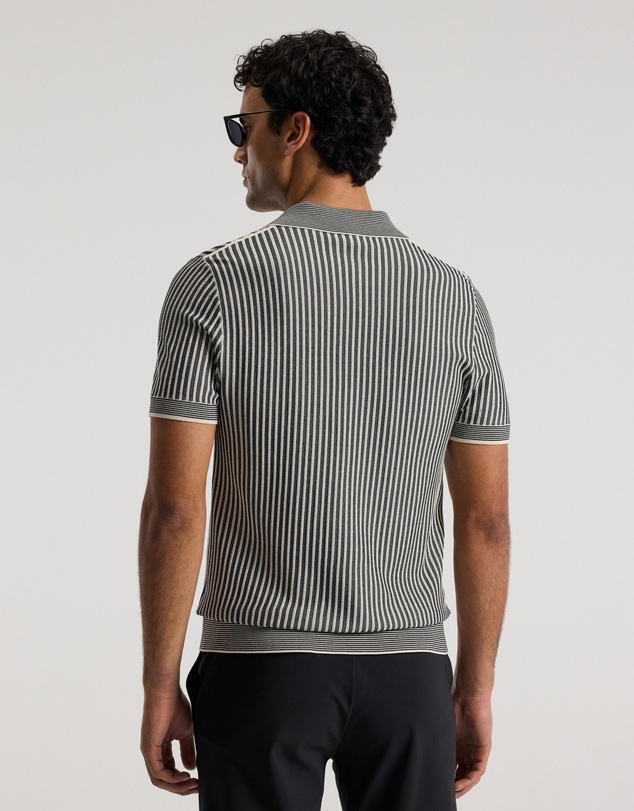 Calibre - Ribbed Technical Knit Stripe Polo Navy