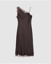 M.N.G - Asymmetric Satin Lace Dress