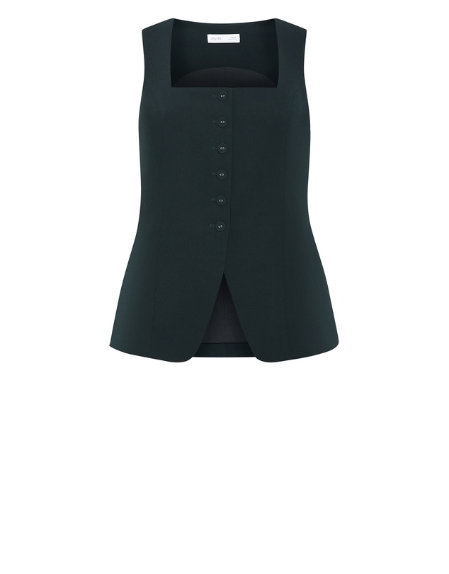 City Chic - Plus size Abbie Vest - deep emerald
