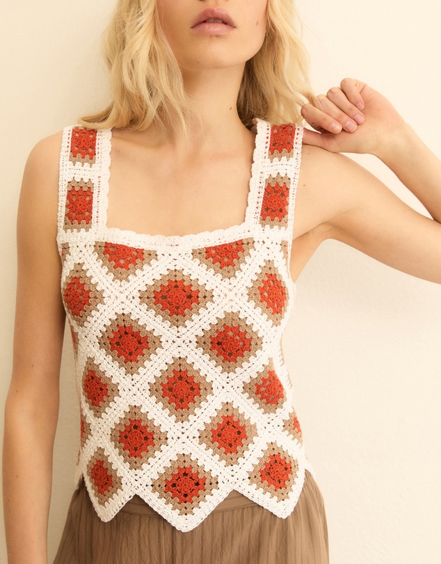Emme - White Crochet Knit Tank