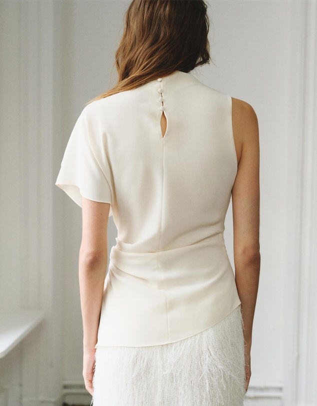 M.N.G - Asymmetrical Blouse with Ruched Detail