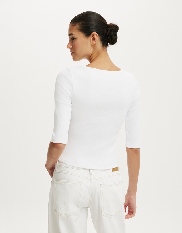 Cotton On - Boat Neck 3/4 Sleeve Top