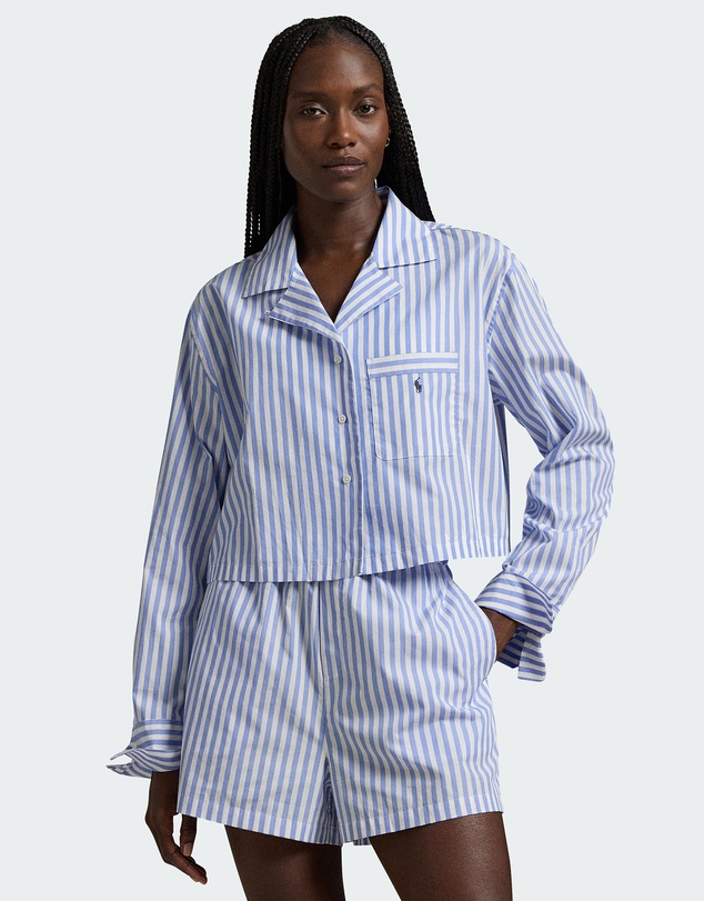 Polo Ralph Lauren - Shirting Stripes Crop Top & Boxer Short Cotton Pyjama Set