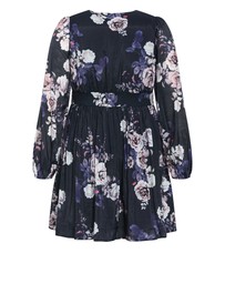 City Chic - Plus size Silver Blossom Mini Dress - navy