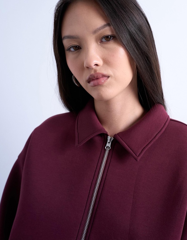 TOPSHOP - Oversized Scuba-Style Fabric Zip-Through Jacket