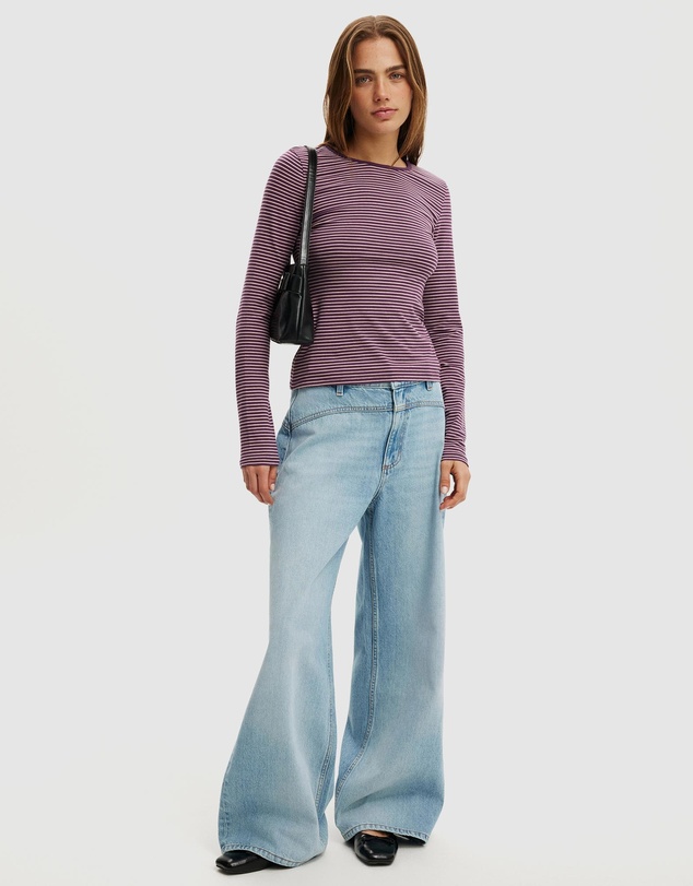 Cotton On - Longline Crew Long Sleeve Top