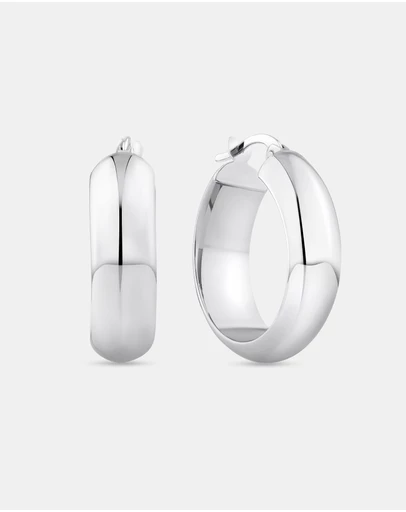 Michael Hill - 15mm Half Round Hoop Earrings in 10kt White Gold
