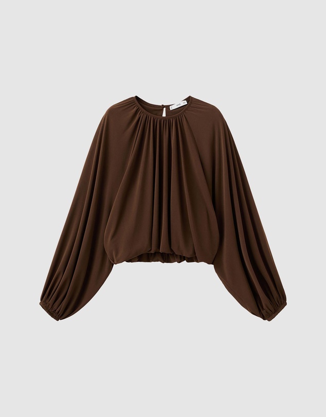 M.N.G - Gathered Blouse With Round Neckline