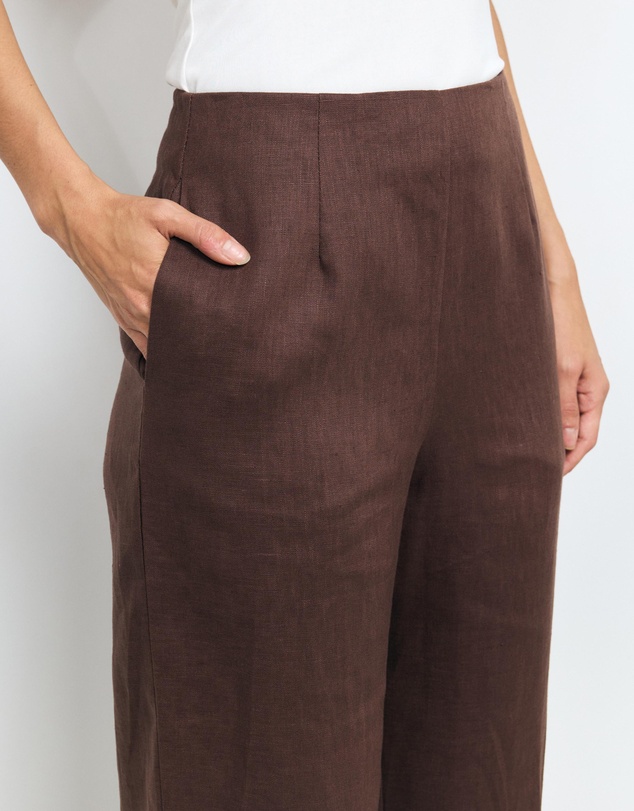 AERE - Elodie Clean Waist Wide Leg Linen Pants