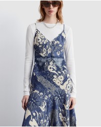 & Other Stories - Asymmetrical Satin Slip Midi Dress
