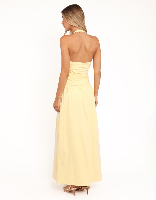 Petal & Pup - Emalia Halter Maxi Dress - Pale Yellow