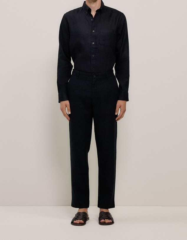 Trenery - Linen Relaxed Tailored Pant in Black