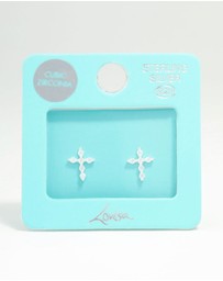 Lovisa - Sterling Silver Marquise Cubic Zirconia Cross Stud Earrings
