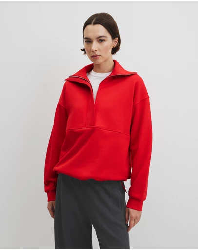 Country Road - Australian Cotton Zip Neck Placket Sweat