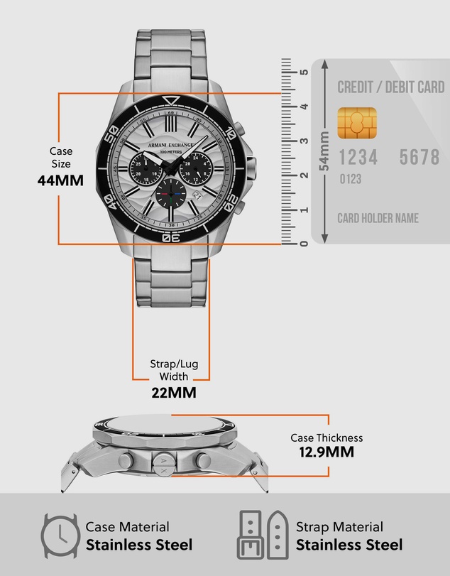 Armani Exchange - Silver Tone Analogue-Chronograph Watch