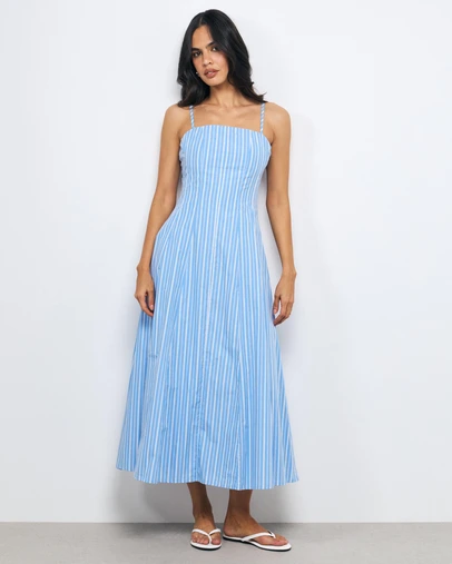 AERE - Lottie Panelled Stripe Midi Dress