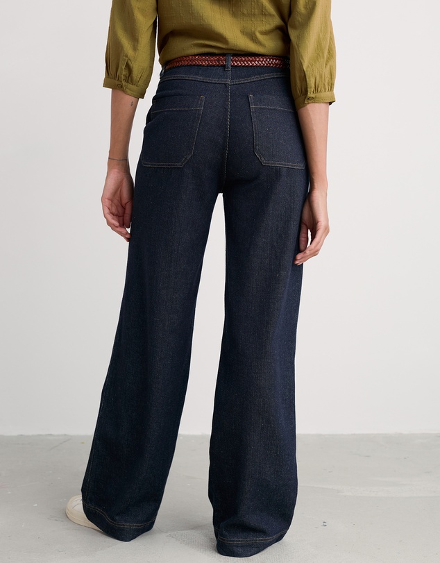 Seasalt - Seasalt Cornwall Navy Sennen Cove Wide Leg Jeans