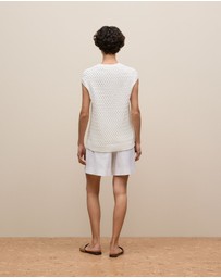 Trenery - Cotton Knit Sleeveless Tunic in White