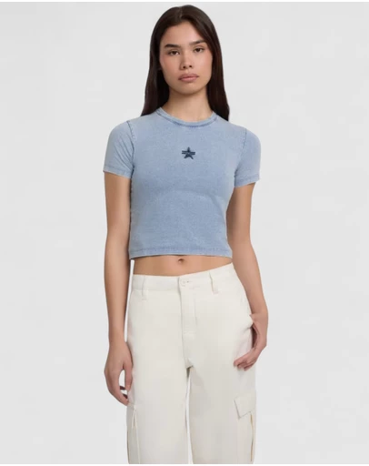 GUESS - GUESS JEANS Crew Neck Star Crop T-Shirt