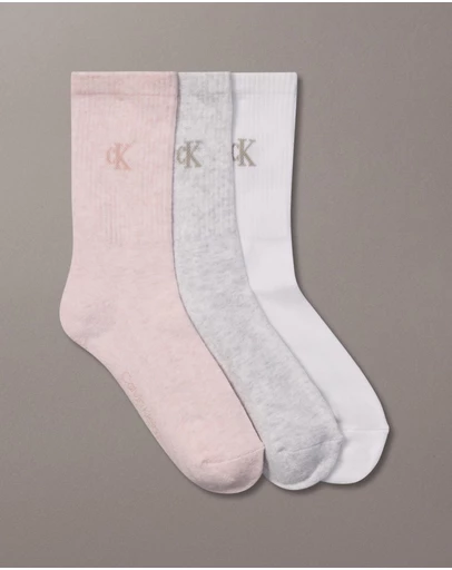 Calvin Klein - 3-Pack Cushion CK Monogram Crew Socks
