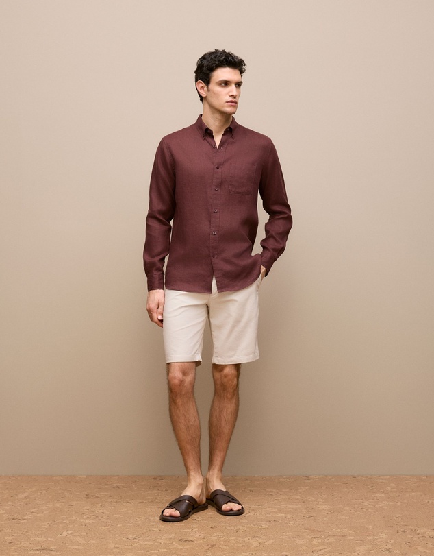 Trenery - Stretch Cotton Dobby Longline Short in Chalk