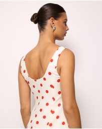 AERE - Ava Polka Dot Linen Maxi Dress