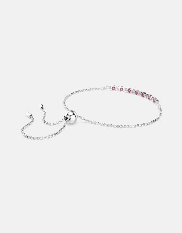 Swarovski - Matrix Bracelet, Round Cut, Pink, Rhodium Plated
